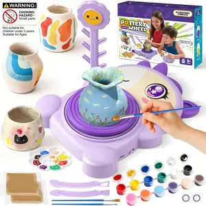 Pottery Wheel Set, Full Ceramic Painting Kit with Air-Dry Clay, Creative Birthday Gift for Kids 6-12, Fun Educational Art Supplies