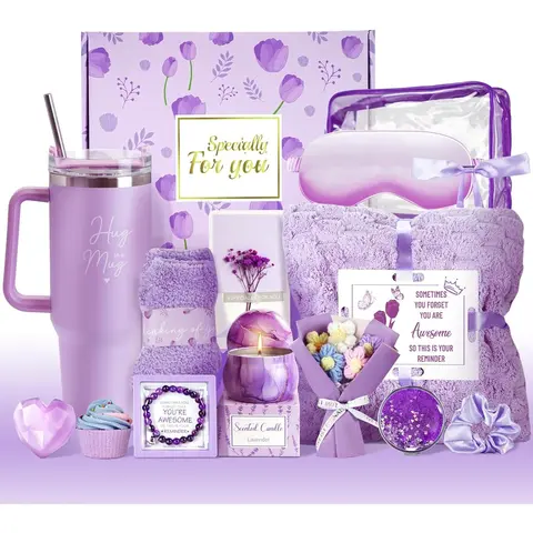 15PCS Care Package with Luxury Flannel Blanket and 40 oz Tumbler, 15PCS Birthday Gifts for Women, Relaxing Spa Gifts Baskets for Her, Valentines, Mothers Day, Christmas Women's Gift for Mom, Wife, Friends