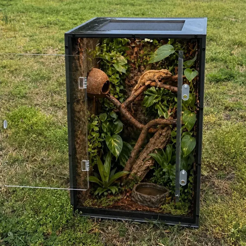 PVC Reptile Enclosure 12x12x18 Black - Durable and Light Weight Design for Reptiles