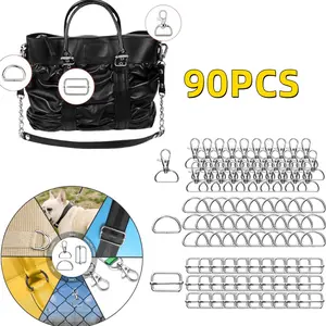 90 Pack Key Chain Carabiner D Ring – 25mm Metal D Rings, Snap Hooks for Bags, Bag Accessories for Sewing, Backpack Clips, Key Fob Lanyard Hardware, Silver – Heavy Duty Spring Clip for DIY Purse, Belt, Harness