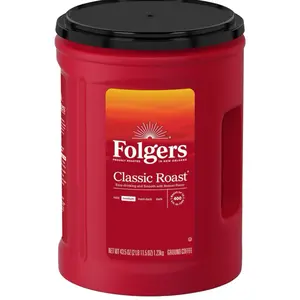 Classic Medium Roast Ground Folgers Coffee, 43.5 oz. Beverage Flavor Breakfast Sugar
