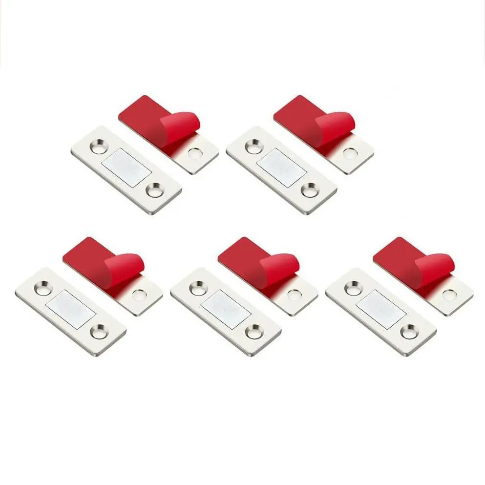 Magnetic Cabinet Door Catch, 5 Counts Ultra-thin Clean Look Magnetic Cabinet Door Catch, Adhesive Cabinet Magnets for Kitchen Drawer Cabinet Door Closet