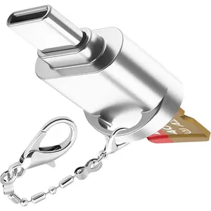 USB C  SD Card Reader for Android Phone, Camera, Laptop with , Mini Metal Type-C Card Reader (Shiny )