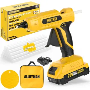 ALLOYMAN 20V Cordless Hot Glue Gun, Drip-Free Fast Heating Hot Melt Glue Gun Tool, with 20 PCS Full Size Glue Sticks, for Arts Crafts & DIY Gifts