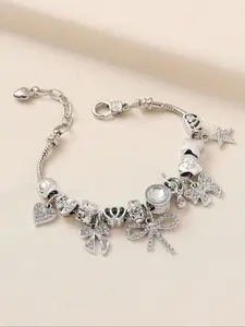 Elegant Bow Charm Decor Bracelet, Fashionable Adjustable Bracelet for Women for Party, Daily Clothing Decor, Trendy All-match & Exquisite Jewelry for Birthday Gift, Flower Design Bracelet, Trendy jewellery accessories, Adjustable Slider Bracelets