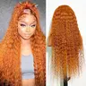 [30in Only $129] Nervoss Human Hair 13x6 HD Lace Front Wig, 30-Inch 350 Orange Ginger 180% Density Deep Wave Curly Wig for Women, Summervibes Hairpiece,wigs