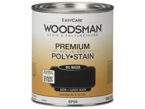 212 MAIN Easy 1-Step Oil-Based Woodsman Stain & Polyurethane, 1 Qt, Classic Black, Enhances Wood Grain, Long-Lasting Protection, Satin Finish, Protects Wood