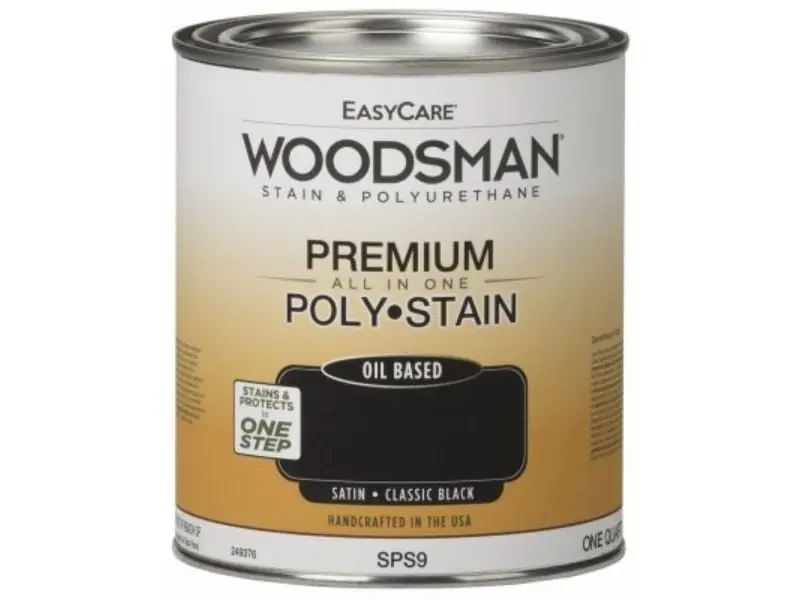 212 MAIN Easy 1-Step Oil-Based Woodsman Stain & Polyurethane, 1 Qt, Classic Black, Enhances Wood Grain, Long-Lasting Protection, Satin Finish, Protects Wood