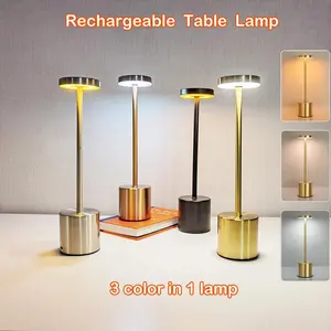 Classic Table Lamp USB Rechargeable Night Light Stepless Dimming Touch Desk Lamp 3 Colors Bedside Lamp Hotel Bar Decoration Battery Powered Environmentally Friendly And Low Energy Consumption