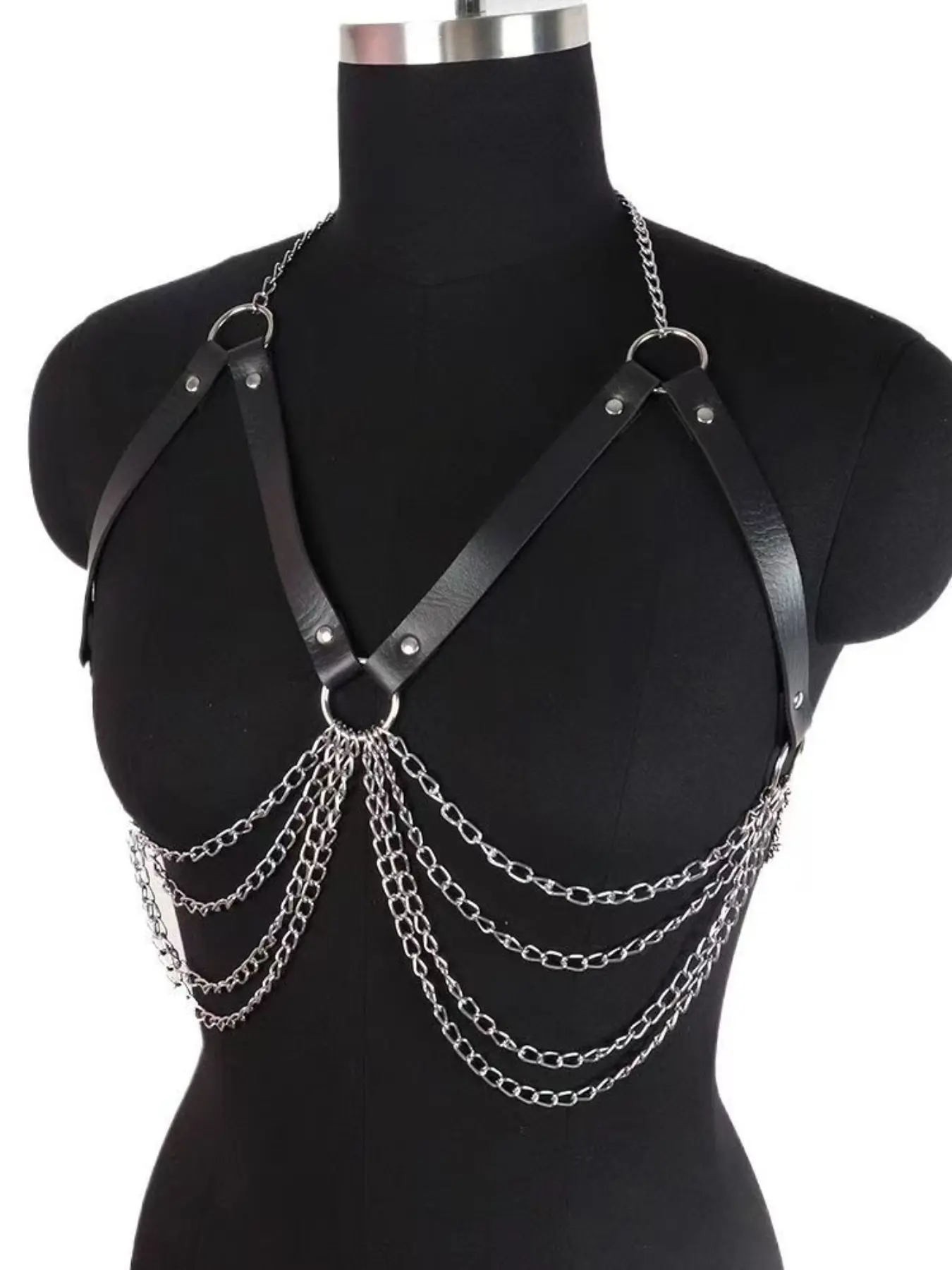 New Necklace Multi-Layer Chain Punk Belt, Hollow Out Sexy Waistband Metal Body Decoration Fringe Leather Belt Body Chains Back Chain Belly Chain Body Jewelry