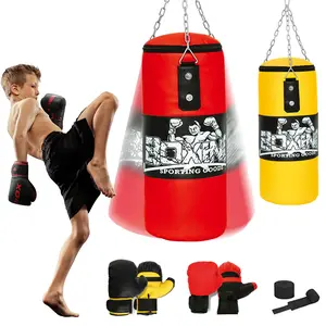 Christmas Gifts Punching Bag, 24-47Inches Hanging Punching Bag for Adults Kids with Boxing Gloves, Chains, Wristband, Heavy Boxing Bag for Practicing Karate, Kickboxing, Muay Thai - Unfilled