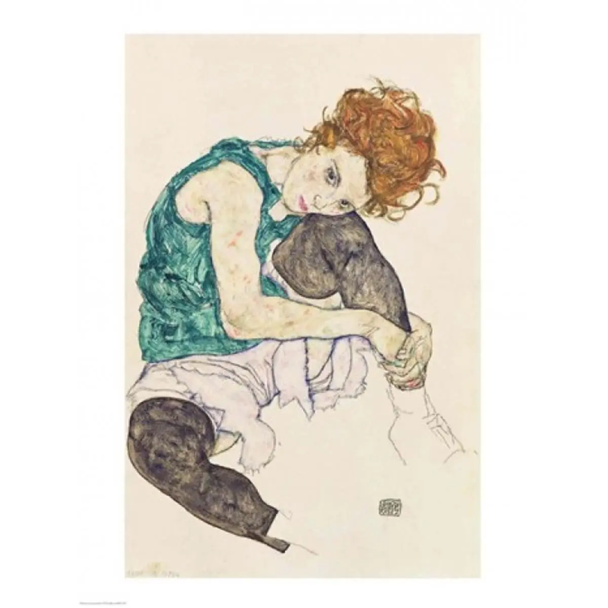 Seated Woman with Bent Knee 1917 Poster Print by Egon Schiele - 18 x 24 in.