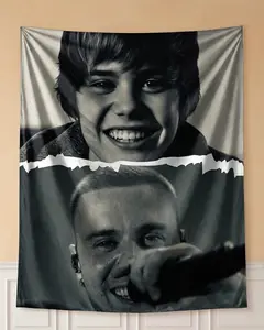 Vintage Black and White Music Portrait Tapestry – Pop Duo Aesthetic Wall Art, Trendy Fabric Hanging for Bedroom Dorm Decor, Classic Concert Style Poster for Music Fans