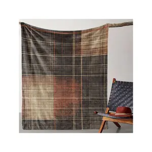 Cozy Vintage Plaid Throw Blanket in Rich Earthy Tones