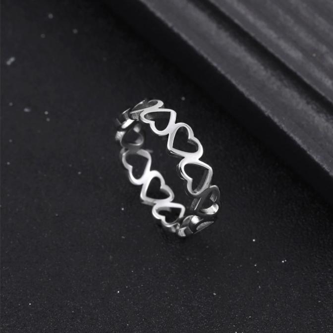 Goth Heart Stainless Steel Ring – Punk Style Statement Ring, Edgy Adjustable Open Band Jewelry