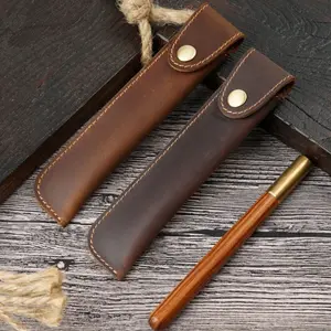 Retro -Inspired Fountain Pen Case Genuine Leather, Handmade
