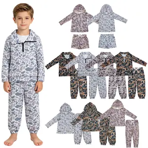 Kids Boy WInter Camo Outfit Half Zip Toddler Boy Hunting Clothing Set Camo Suit