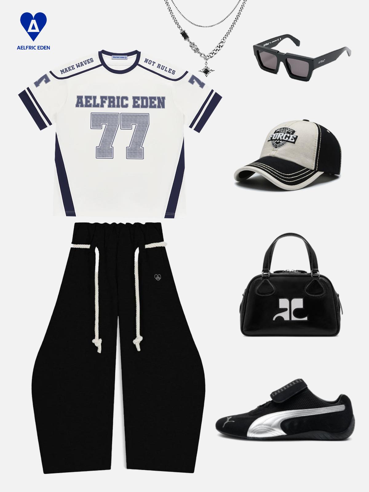 Aelfric Eden 77 Football Jersey Blokecore Oversized T-Shirt Vintage Graphic Tee Streetwear Unisex Summer Top