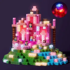 Glowing Dreamy Princess Barbie Castle Magnetic Blocks Set, Stem Early Education, Creative Sensory Game, Safe Washable Tiles, Ages 3-8, Kids Gift