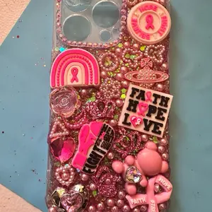 Junk Phone Case with Pink Accents Faith Hope Love Design and Decorative Elements