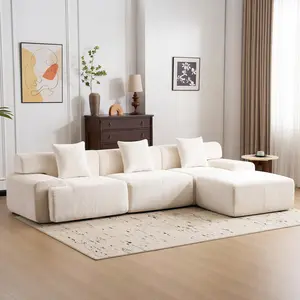 120" Modern L Shaped Modular Sectional Sofa, Boneless Couches for Living Room with Ottoman,4 Seater Convertible Chenille Cloud Couch Sofa Set, No Assembly Required