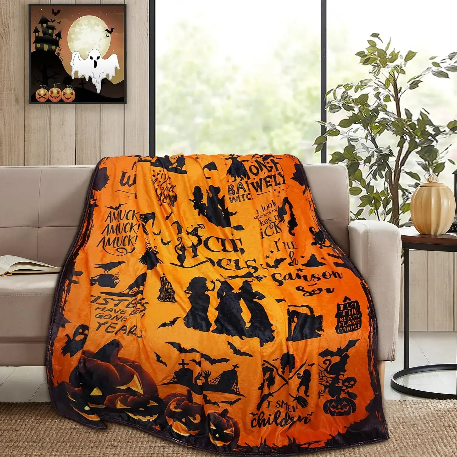Movie Witch Blanket Halloween Throw Blanket for Women Witch Flannel Fleece Blanket for Couch Sofa Bed Bedroom Chair Decor Halloween Decorations Soft Cozy Warm Blanket Young Adults Men Women Boy Girl Gift