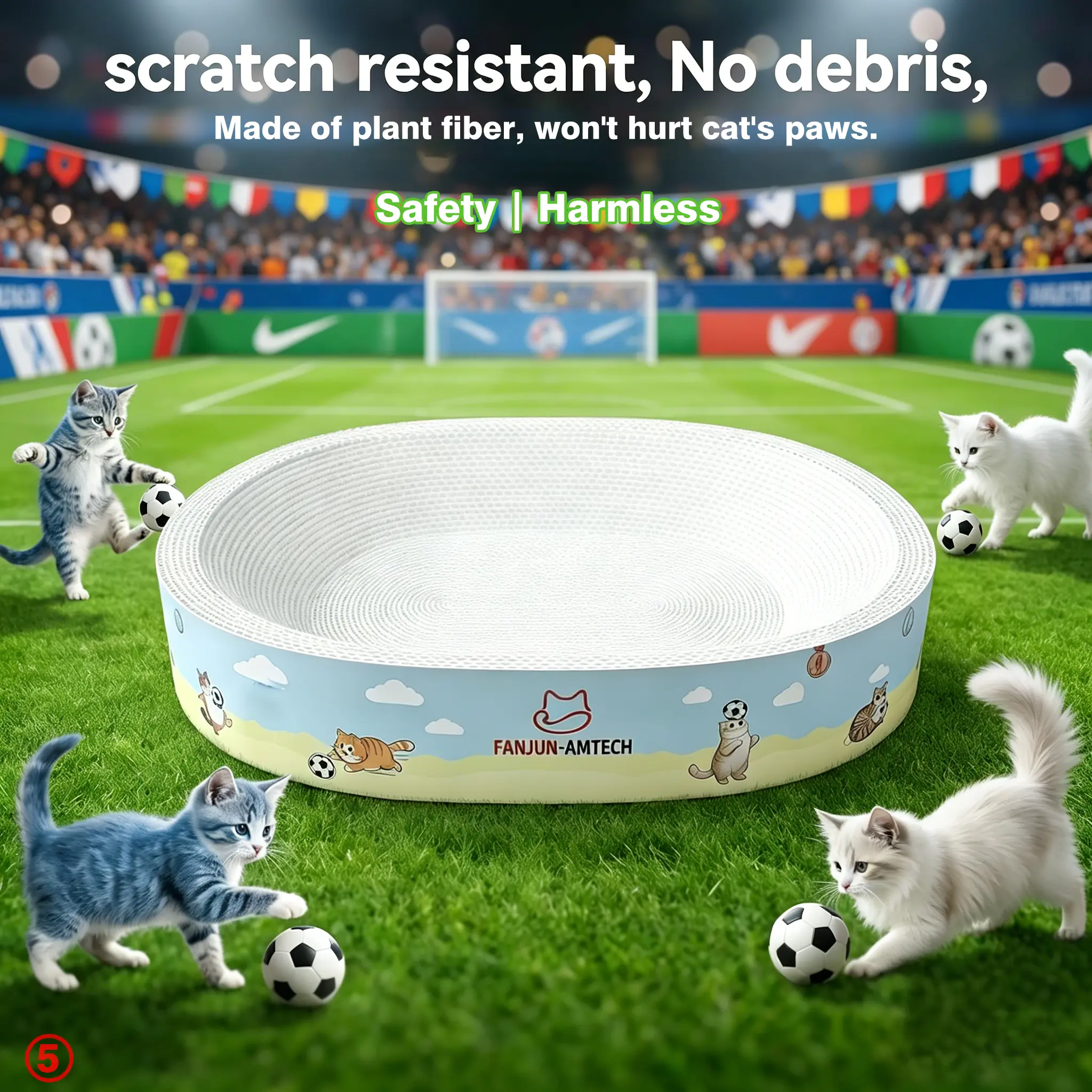 Heavy-Duty Corrugated Paper Cat Scratcher Bed, Classic Design with Anti-Slip Base, Cartoon Print, No Paper Shreds, for Play and Sleep Cat Furniture cool cat stuff cat stuff for indoor Scratching Posts tiktokshopsummersale