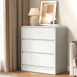 Royalcraft Modern 3-Drawer Dresser, Wood Nightstand with Storage, End Table with Deep Drawers, Multi-Use Cabine for Bedroom, Living Room, Home Office, Entryway, White