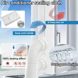 1 piece, 157-inch portable air conditioner sealing cloth, moisture-proof window sealing kit with zipper and adhesive strip, easy to install without drilling, suitable for dryers and mobile air conditioners, universal model