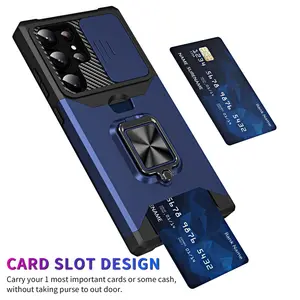 Fashionable high-endCard Slot Wallet Ring Holder Case For Samsung Galaxy S25 S24 S23 S22 Ultra S22 S23 Plus S21 Armor Kickstand Bumpers CoverCellphone Protection Casing screen protector shockproof smartphone protective cover White