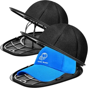 Hat Washer Cage, Hat Washer for Baseball Caps, Hats Washing Machine with Frame and Washers Bag, Keep the Hats in Shape, Suitable for Adult and 's 2 Pack Black