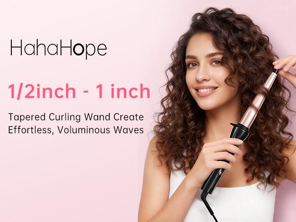 HAHAHOPE Tapered Curling Iron (1/2-1 in) - Ceramic Dual Voltage Hair Styling Tool, Heat Control Hair Waver, Frizz-Reducing Heat Styling Curlers & Straighteners Accessory HAHAHOPE Tapered Curling Iron (1/2-1 in) - Ceramic Dual Voltage Hair Styling Tool, Heat Control Hair Waver, Frizz-Reducing Heat Styling Curlers & Straighteners Accessory