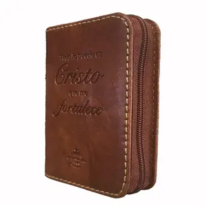 Nueva Biblia Reina Valera 1960 tamano Mini Bolsillo con Cierre, Indice en color Cafe