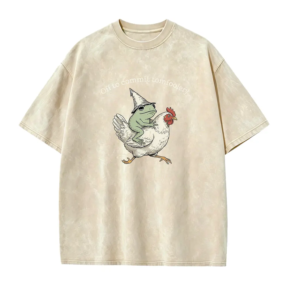Off to Commit Tomfoolery T-Shirts, Frog Riding Chicken Tee, Sarcastic Graphic Tee