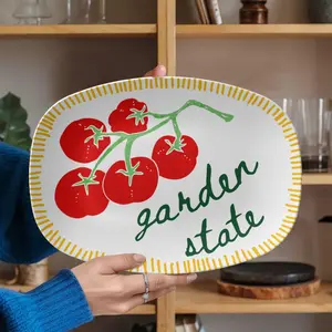 Garden State Tomato Platter Hand-Drawn New Jersey-Themed Serving Tray 10" x 14" NJ Gift Jersey Produce Jersey Shore BPA Free Microwave Dishwasher Safe Made in the USA