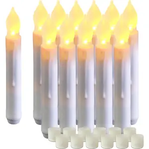 12 count Flameless LED Taper Candles, No Remote, Magical  Floating Candles,  Operated Candlesticks, Electric  Candles Flickering 6.5" for Halloween Party Church Christmas Decor