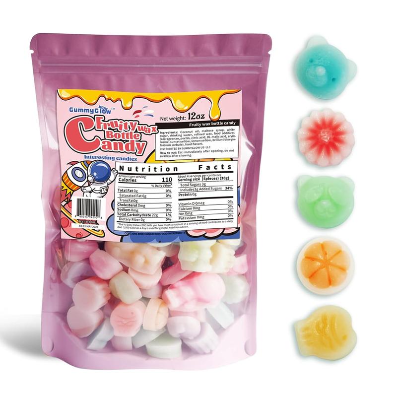 Wax Candy 12oz Bulk Pack, Retro Chewy Wax Candies for Old School Candy Lovers with 55-65 Pieces & 5 Flavors, Nostalgic Sweet Treats
