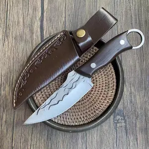 Portable Kitchen Knife, 1 Count Stainless Steel Knife with Leather Sheath, Kitchen Knife for Home Camping Barbecue, Portable Multipurpose Knives, Kitchen Accessories