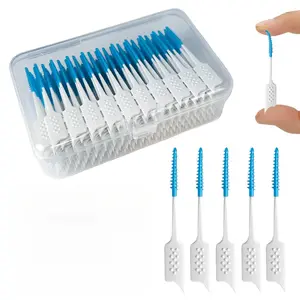 200 Pieces Interdental Brushes, Braces Brush with Silicone Head, Dental Tooth Flossing Toothpick Cleaners, Tooth Cleaning Tool
