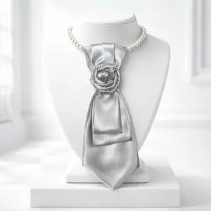 Silver Rose Twisted Tie