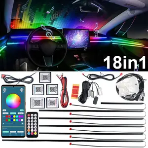 6/10/14/18-in-1 RGB Ambient Dreamcolor LED Light Strip, Bluetooth APP & Remote Control, Music Sync Sound Activated Dynamic Interior Atmosphere Lamp