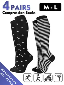 Men's & Women's Compression Socks 15-20 Mmhg Wide Calf Booster Socks for Circulation Running Nurses Pregnant Women Blood Circulation Support