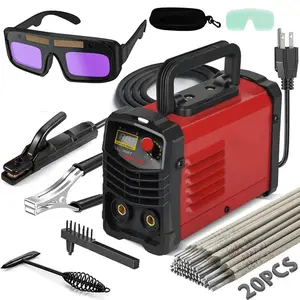 GNI06 Tool Surface 200Amp 20PCS Rods Stick Welder Super MINI Portable IGBT Inverter 110V Hot Start Arc Force Anti-Stick for 1/16"-1/8" Rods with 2 Chip Hammers Red
