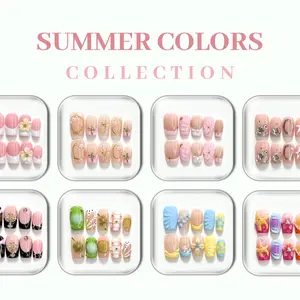 CuraTique| Square Collection| 10PCS Handmade Press On Nails REUSABLE 3D Gel Spring 2026 / Light Luxury, Lovely,Gorgeous