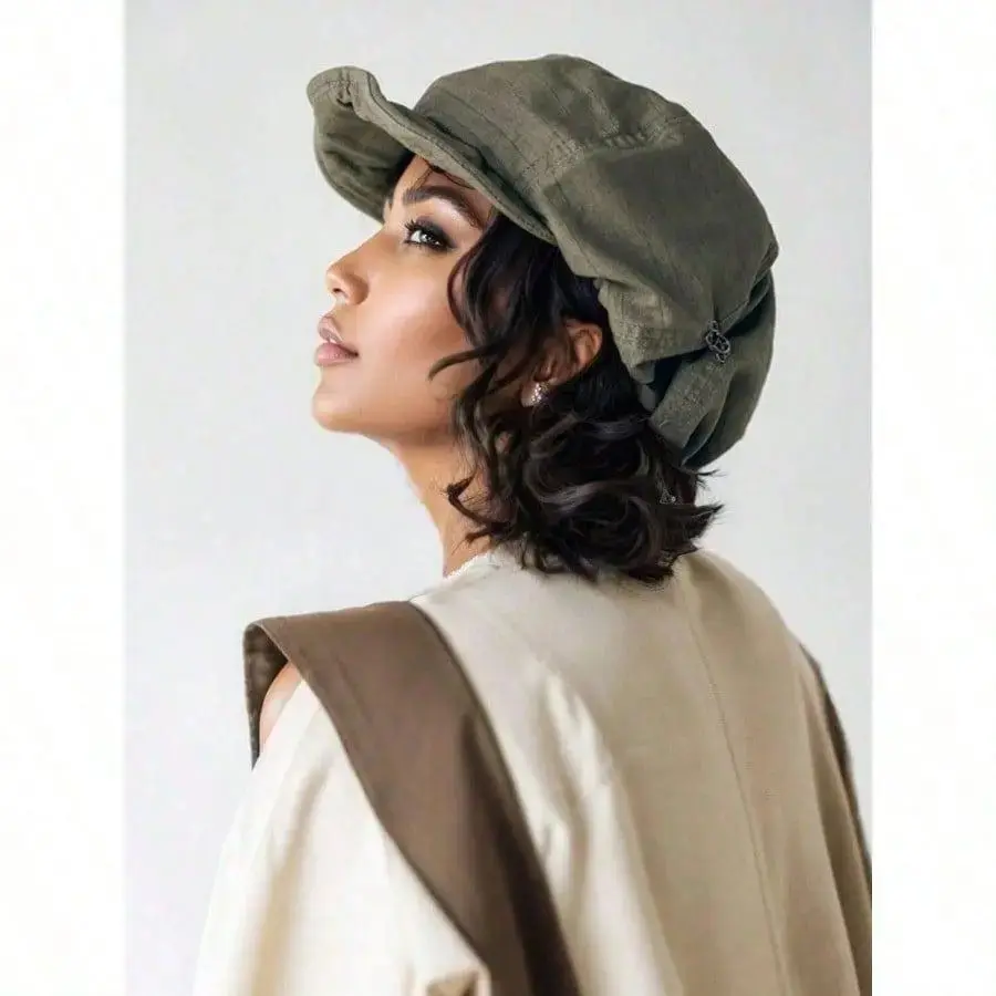 Beret . Retro Artistic Style Newsboy Cap I Large Size, Three-Dimensional, Makes The Face Look Smaller . Slouchy Style,Versatile | A Must-Have For Artistic Style Women To Go OutIn Spring And Autumn - Retro Wear I New Style,Breathable . Painter Hat Elements