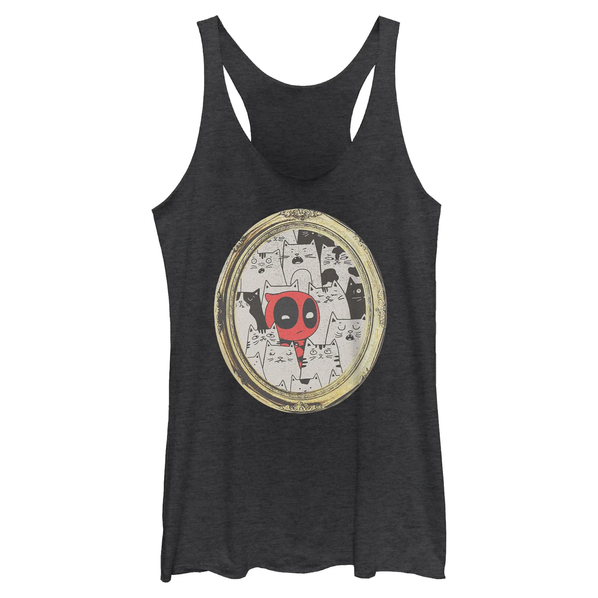 Womens Marvel Deadpool Cats Animated Frame Racerback Tank