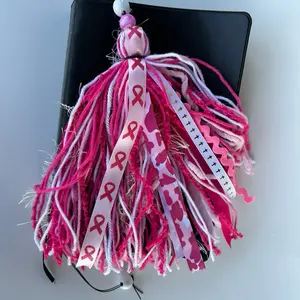 Think Pink Breast Cancer Awareness Warrior Bible Tassel Bookmark with Beads & Prayer Card Gift Set for Support