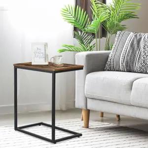 JupiterForce C Shaped End Table Sofa Couch Bed Side Table for Living Room Sturdy Metal Frame