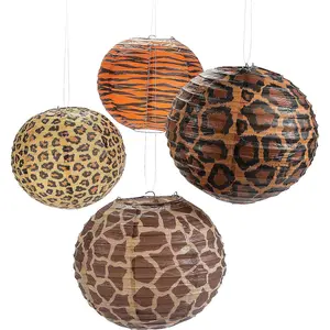 Jungle Safari Animal Print Hanging Lanterns 12 Pieces