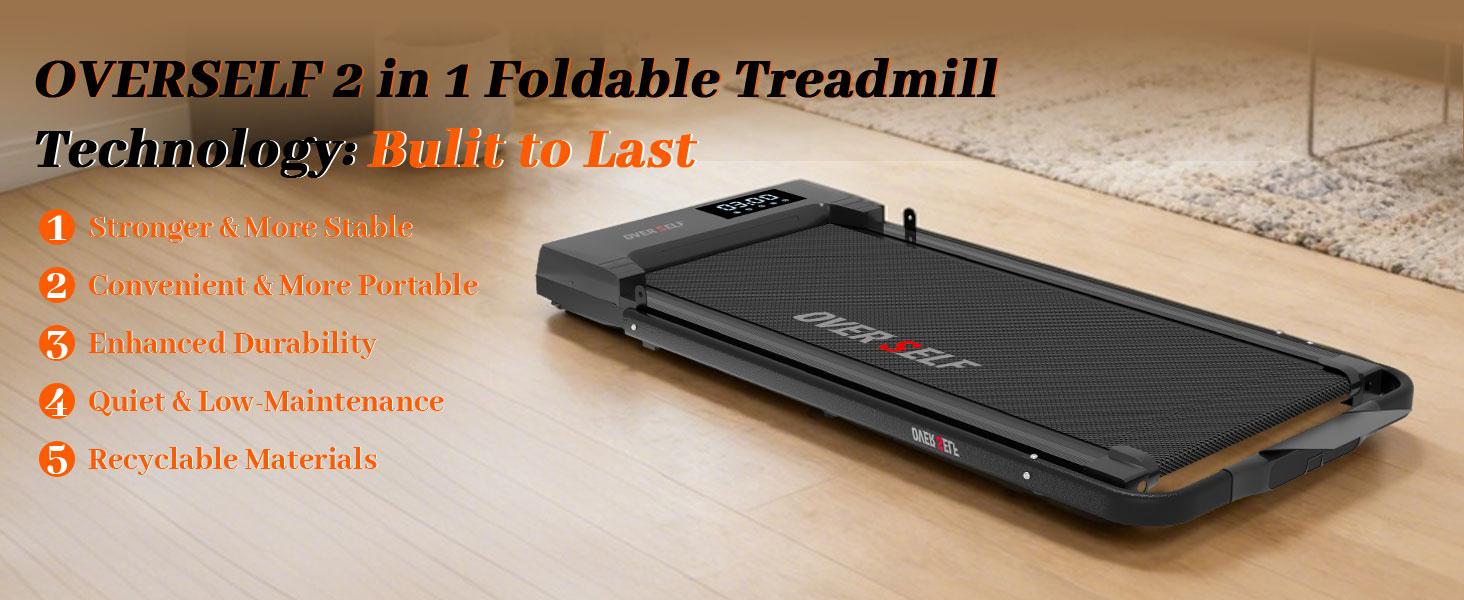 OVER SELF Walking pad Treadmill, 6.2MPH Portable Folding Treadmill with Handle Remote Control, Under Desk Treadmill Easy Storage Home Gym Fitness Equipment Workout Gear